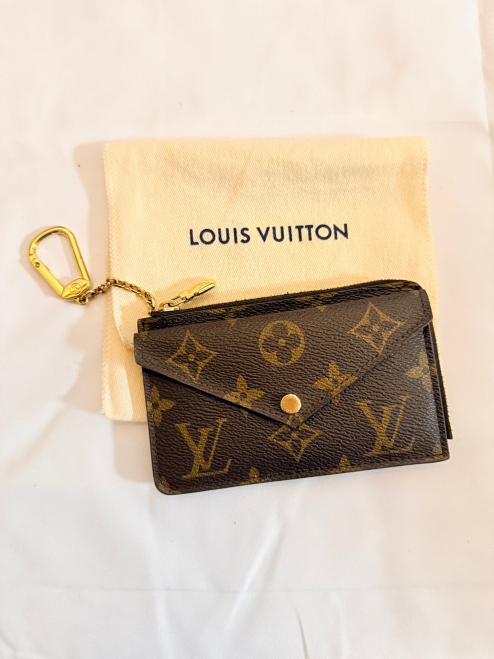 Louis Vuitton Brown Monogram Key Pouch with Gold Hardware